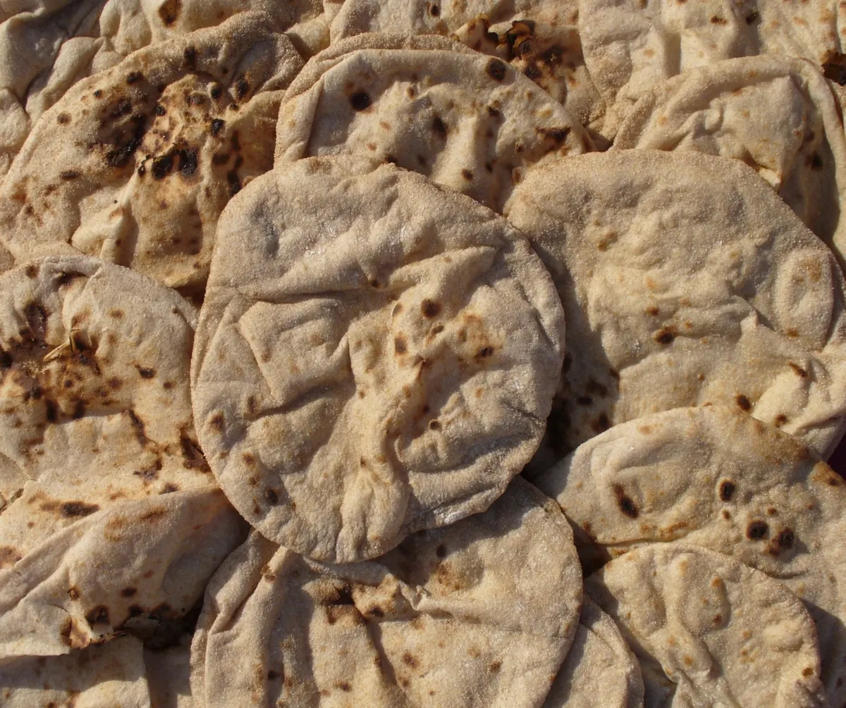 Stacks of Egyptian baladi bread