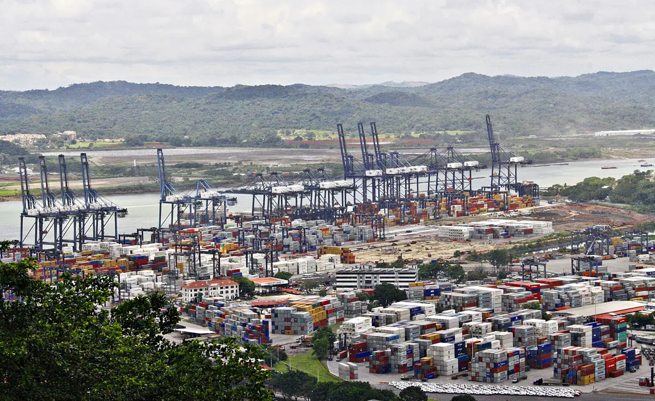 The container terminal at Balboa on the Panama Canal's Pacific side
