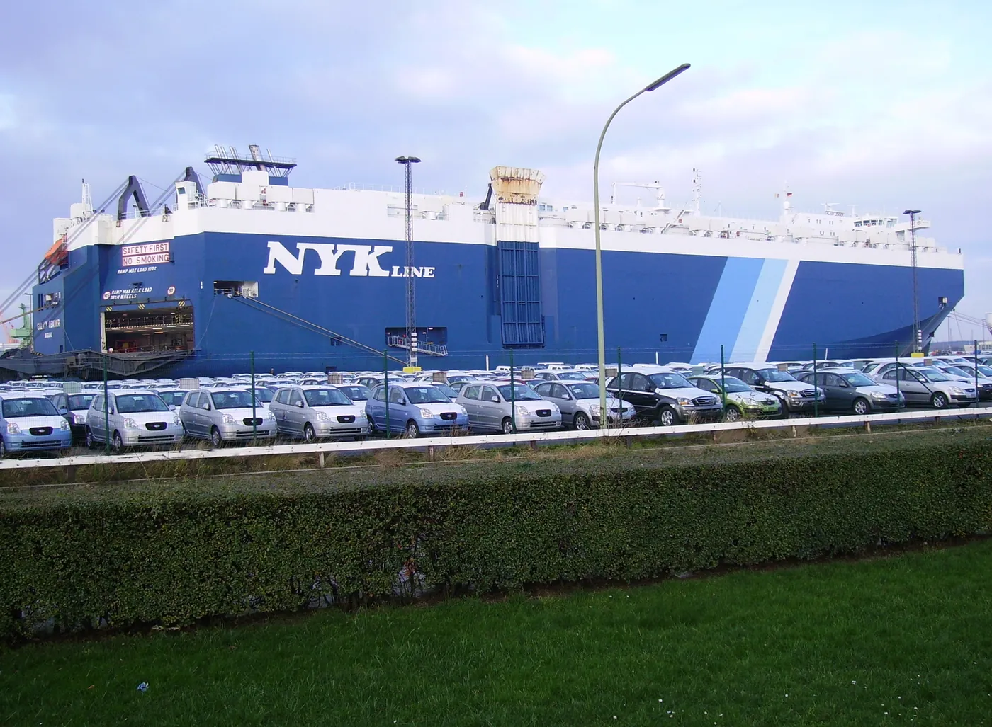 The car carrier Galaxy Leader docked in port