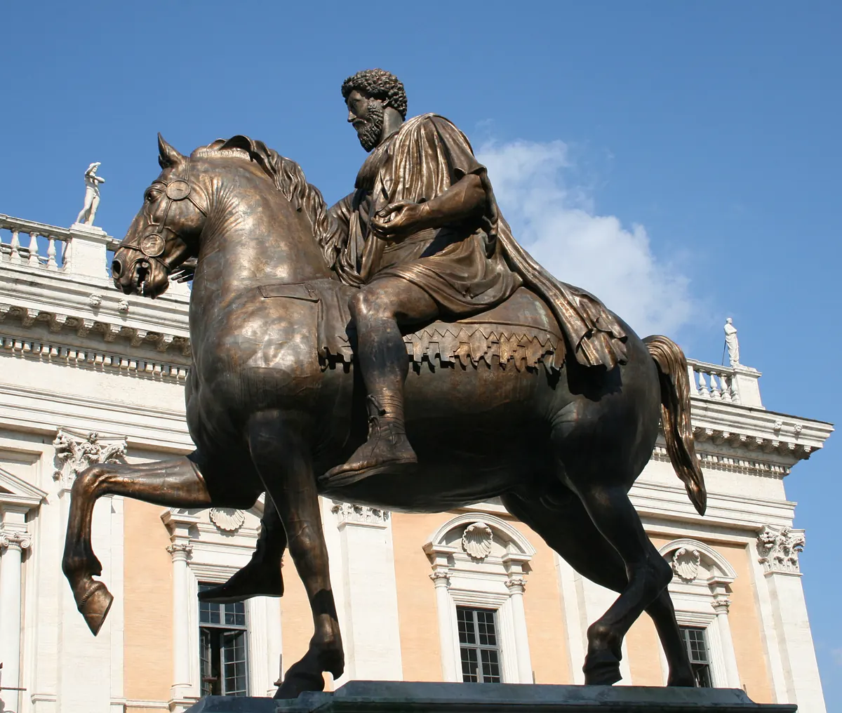 The equestrian statue of Marcus Aurelius in the Piazza del Campidoglio, Rome