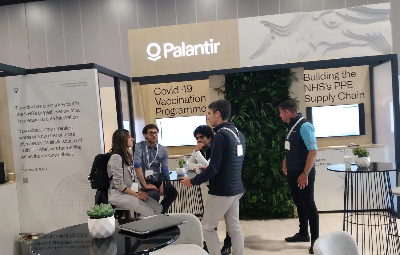 Palantir's exhibition stand at a health service conference