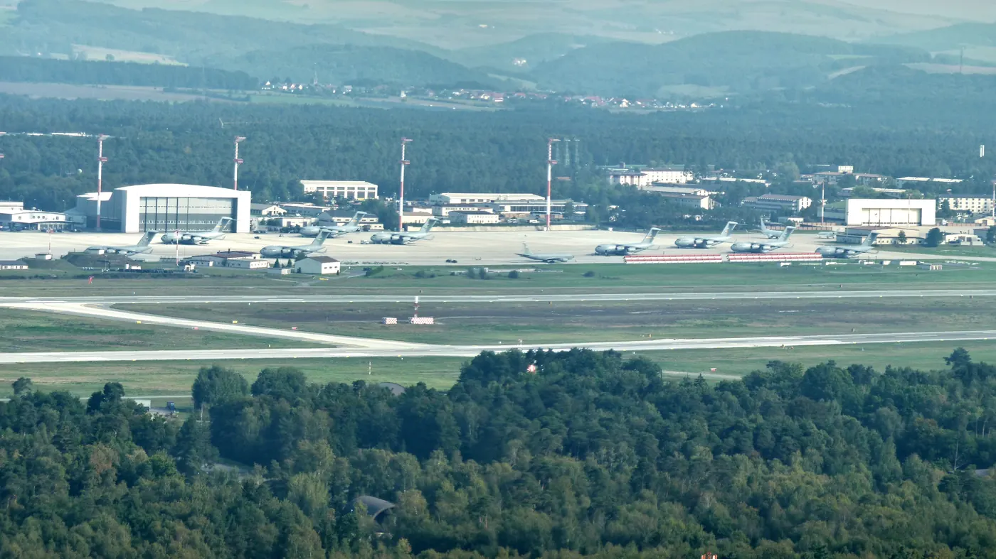 Ramstein Air Base in Germany, seen from the Bismarck Tower in Landstuhl