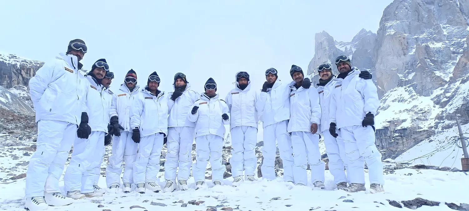 Indian soldiers at a high-altitude post on the Siachen Glacier in the Karakoram