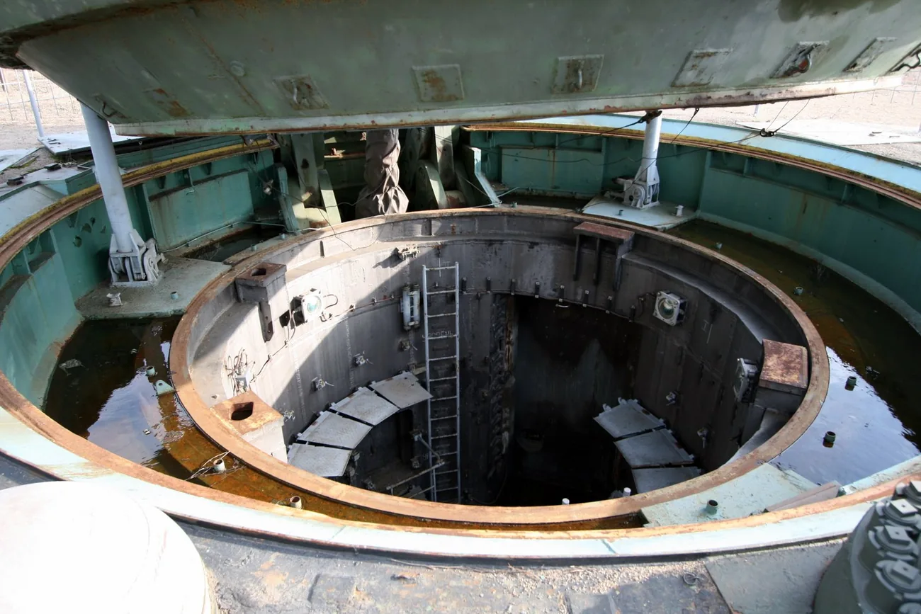 An SS-24 intercontinental ballistic missile inside its silo at the Strategic Missile Forces Museum near Pervomaisk, Ukraine