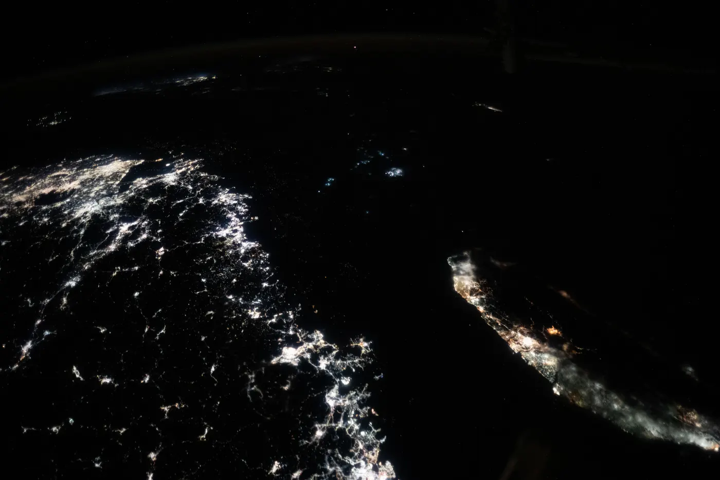 The Taiwan Strait seen from the International Space Station at night