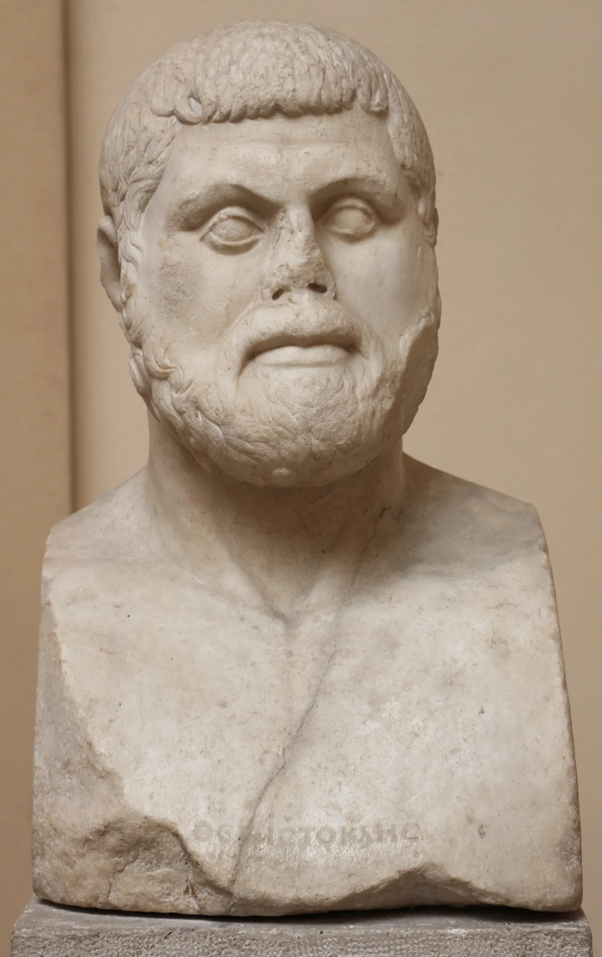 Marble bust of Themistocles with a short beard and close-cropped hair