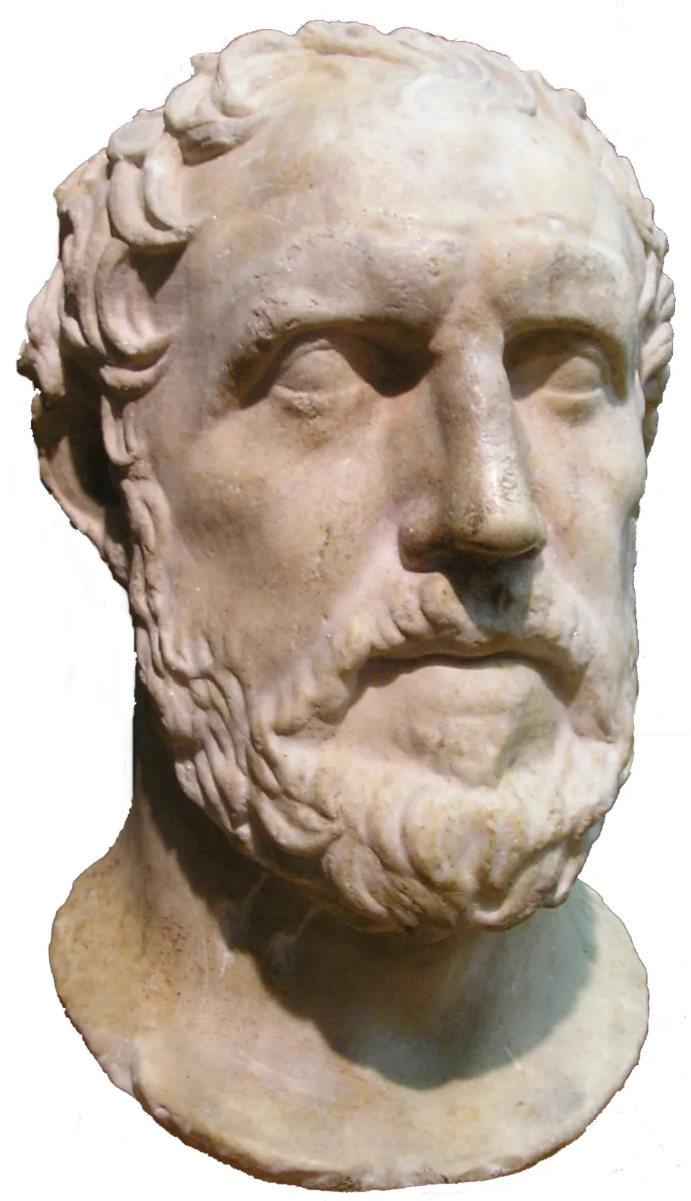 Marble bust of Thucydides, bearded, a Roman-era copy of a Greek original