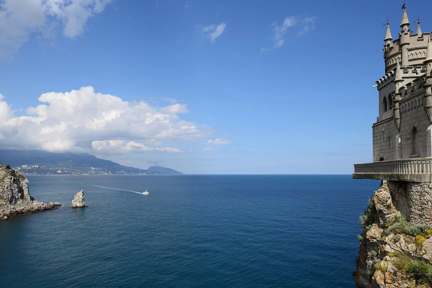 The Black Sea coast of Crimea seen from the Swallow's Nest castle near Gaspra